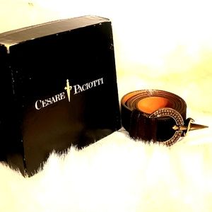 Rare Vintage Ceasar Paciotti Brown Suade and Crystal Belt
